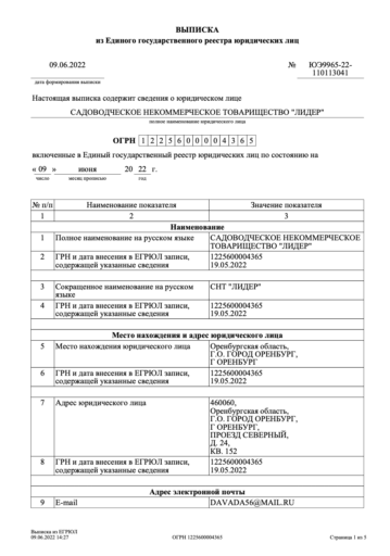 Зарегистрированное СНТ
