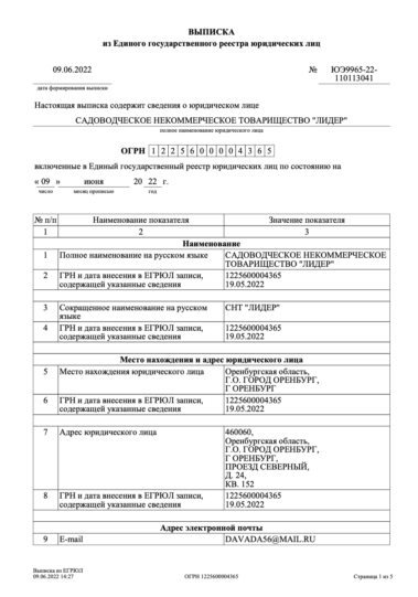 Зарегистрированное СНТ