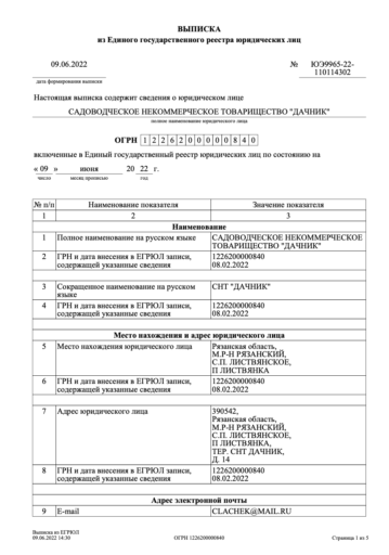 Зарегистрированное СНТ