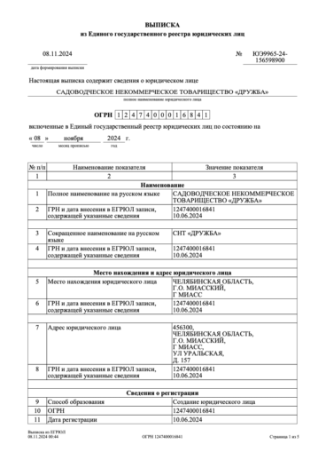 Зарегистрированное СНТ