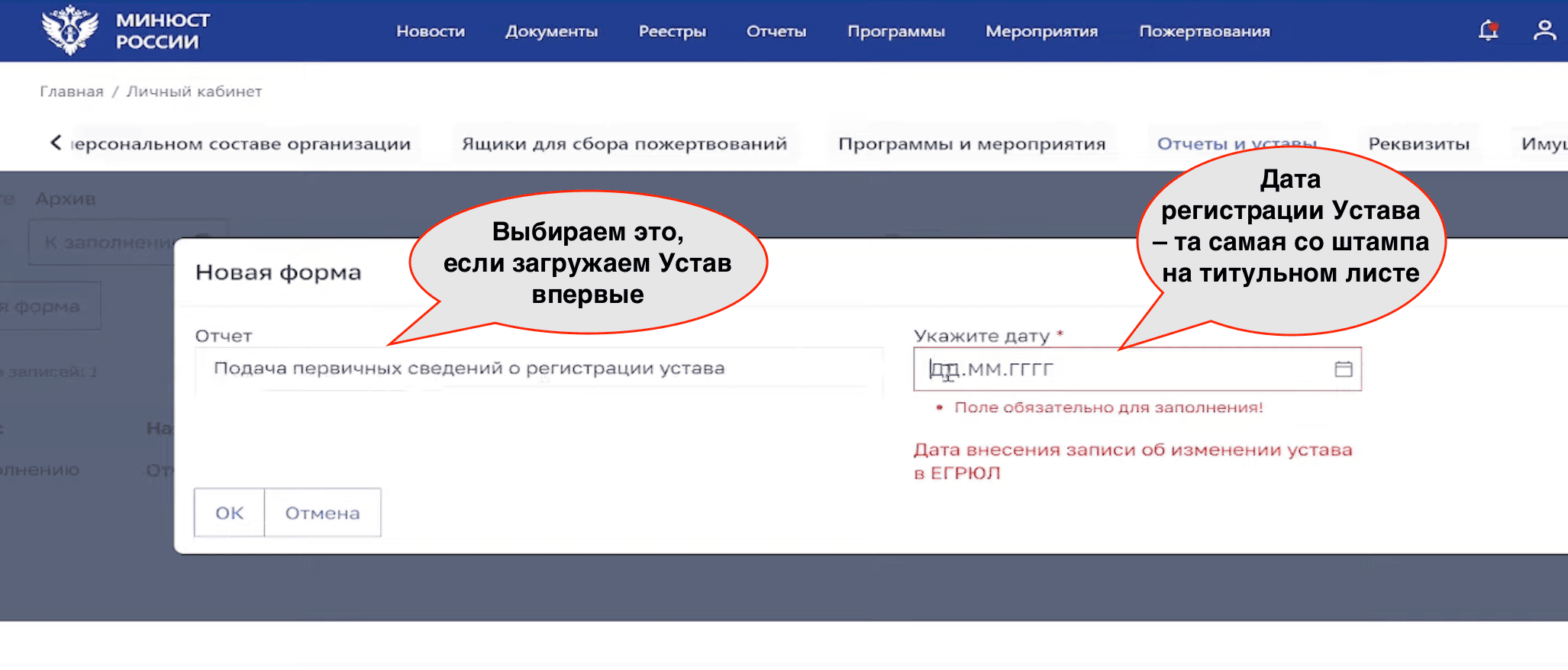 Как разместить устав НКО на сайте Минюста